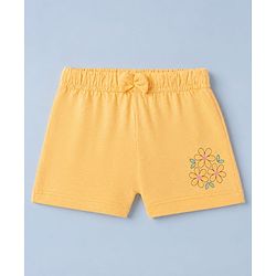 Babyhug 100% Cotton Jersey Knit Mid Thigh Striped Shorts With Floral Print Pack - White & Yellow