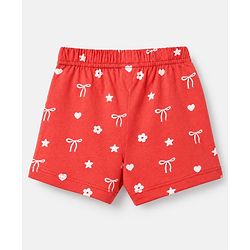 Babyhug Cotton Jersey Knit Short With Floral Print Pack of 3 - Navy Blue Pink Red