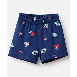 Babyhug Cotton Jersey Knit Short With Floral Print Pack of 3 - Navy Blue Pink Red
