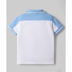 Babyhug Marvel Cotton Knit Half Sleeves Polo T-Shirt  with Captain America Print - White