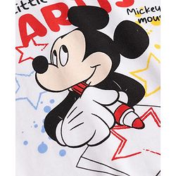 Babyhug Disney Single Jersey Knit Full Sleeves T-Shirt & Pyjama Night Suit with Mickey Mouse Graphics - White