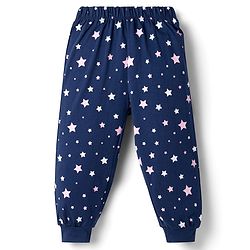 Babyhug Disney Single Jersey Knit Full Sleeves T-shirt & Pyjama Night Suit With Minnie Mouse Graphic & Star Print -Navy Blue