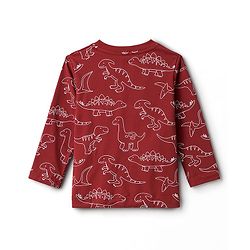 Babyhug 100% Cotton Knit Full Sleeves Co-Ords T-Shirt & Pajama Night Suit With Dino Print -Maroon