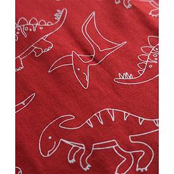 Babyhug 100% Cotton Knit Full Sleeves Co-Ords T-Shirt & Pajama Night Suit With Dino Print -Maroon