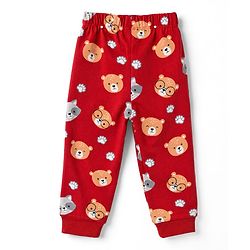 Babyhug 100% Cotton Knit Full Sleeves Bear Printed Co-Ords T-Shirt & Pyjama Night Suit - Maroon