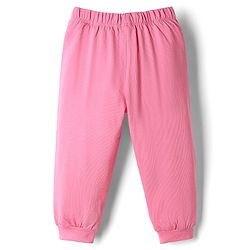 Babyhug Disney Single Jersey Knit Full Sleeves T-Shirt & Pyjama Night Suit With Stitch & Angel Graphic - Pink & Light Green