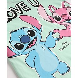 Babyhug Disney Single Jersey Knit Full Sleeves T-Shirt & Pyjama Night Suit With Stitch & Angel Graphic - Pink & Light Green