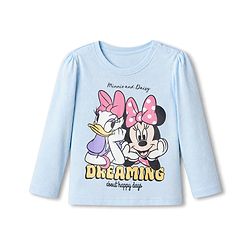 Babyhug Disney Single Jersey Knit Full Sleeves T-Shirt & Pyjama Night Suit with Minnie & Friends Graphics - Sky Blue