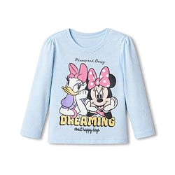 Babyhug Disney Single Jersey Knit Full Sleeves T-Shirt & Pyjama Night Suit with Minnie & Friends Graphics - Sky Blue