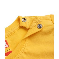 Babyhug Marvel Single Jersey Knit Full Sleeve T-shirt & Pyjama Night Suit With Avengers Graphic & Text Print - Yellow