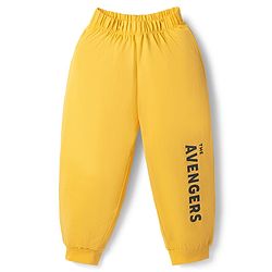 Babyhug Marvel Single Jersey Knit Full Sleeve T-shirt & Pyjama Night Suit With Avengers Graphic & Text Print - Yellow