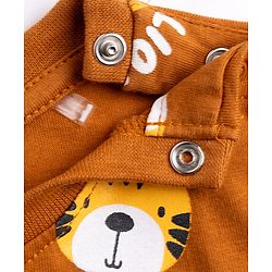 Babyhug 100% Cotton Knit Full Sleeves Co-Ords T-Shirt & Pyjama Night suit with Lion King Print - Brown