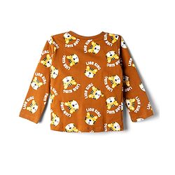 Babyhug 100% Cotton Knit Full Sleeves Co-Ords T-Shirt & Pyjama Night suit with Lion King Print - Brown