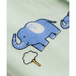 Babyhug Cotton Knit Full Sleeves Front Open Co-Ords Animals Printed Shirt & Pajama Night Suit - Sea Green