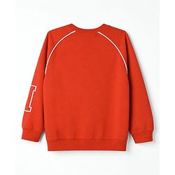 Babyhug Cotton Knit Full Raglan Sleeves Sweatshirt With Text Print - Red