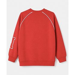 Babyhug Cotton Knit Full Raglan Sleeves Sweatshirt With Text Print - Red
