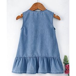Babyhug Sleeveless Fit & Flare Denim Frock - Light Blue