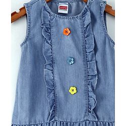 Babyhug Sleeveless Fit & Flare Denim Frock - Light Blue