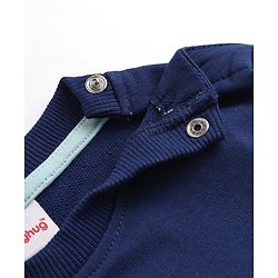 Babyhug 100% Cotton Knit Sweatshirt with Full Sleeves & Soccer Print - Navy Blue