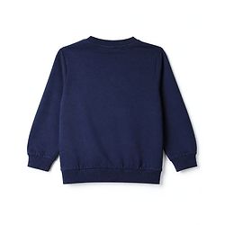 Babyhug 100% Cotton Knit Sweatshirt with Full Sleeves & Soccer Print - Navy Blue