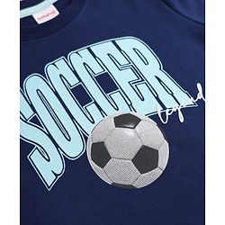 Babyhug 100% Cotton Knit Sweatshirt with Full Sleeves & Soccer Print - Navy Blue