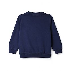 Babyhug 100% Cotton Knit Sweatshirt with Full Sleeves & Soccer Print - Navy Blue