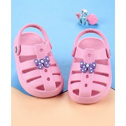 Cute Walk by Babyhug Back Strap Closure Clogs With Bow Applique - Pink