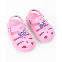 Cute Walk by Babyhug Back Strap Closure Clogs With Bow Applique - Pink