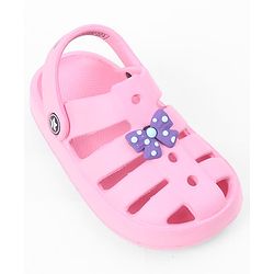 Cute Walk by Babyhug Back Strap Closure Clogs With Bow Applique - Pink