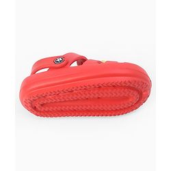 Cute Walk by Babyhug Back Strap Closure Clogs With Teddy Bear Applique - Red