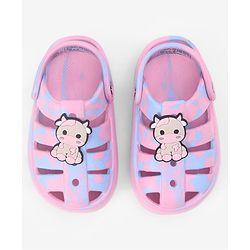 Cute Walk by Babyhug Back Strap Closure Clogs With Cow Applique - Pink