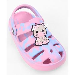 Cute Walk by Babyhug Back Strap Closure Clogs With Cow Applique - Pink