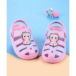Cute Walk by Babyhug Back Strap Closure Clogs With Cow Applique - Pink