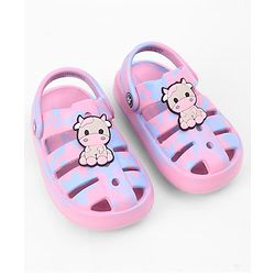 Cute Walk by Babyhug Back Strap Closure Clogs With Cow Applique - Pink