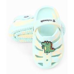 Cute Walk by Babyhug Back Strap Closure Clogs With Dino Applique - Mint