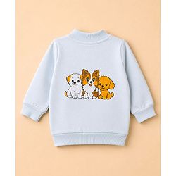 Babyhug 100% Cotton Knit Full Sleeves Sweatshirt and Jogger with Full Length and Dogs Print in Blue