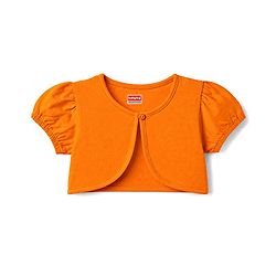 Babyhug 100% Cotton Woven Half Sleeves Floral Printed Frock With Shrug - Orange