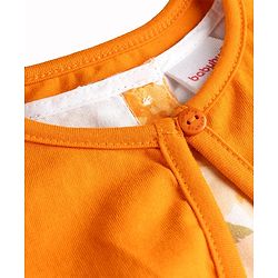 Babyhug 100% Cotton Woven Half Sleeves Floral Printed Frock With Shrug - Orange