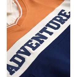 Babyhug 100% Cotton Heavy Gauge Knit Front Open Sweatshirt with Full Sleeves and Adventure Text Print in Orange