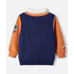 Babyhug 100% Cotton Heavy Gauge Knit Front Open Sweatshirt with Full Sleeves and Adventure Text Print in Orange