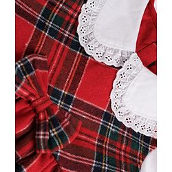 Babyhug Woven Full Sleeves Checked Frock With Bow Applique - Red