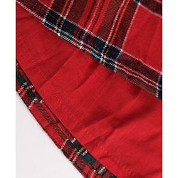 Babyhug Woven Full Sleeves Checked Frock With Bow Applique - Red