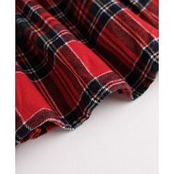 Babyhug Woven Full Sleeves Checked Frock With Bow Applique - Red