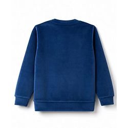 Babyhug Velour Knit Full Sleeves Text & Cherry Printed Winter Wear Suit - Navy Blue