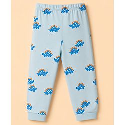 Babyhug 100% Cotton Knit Full Sleeves Co-Ords T-Shirt & Pyjama Night Suit with Tortoise Print - Aqua Blue