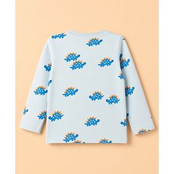 Babyhug 100% Cotton Knit Full Sleeves Co-Ords T-Shirt & Pyjama Night Suit with Tortoise Print - Aqua Blue