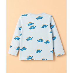 Babyhug 100% Cotton Knit Full Sleeves Co-Ords T-Shirt & Pyjama Night Suit with Tortoise Print - Aqua Blue