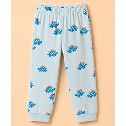 Babyhug 100% Cotton Knit Full Sleeves Co-Ords T-Shirt & Pyjama Night Suit with Tortoise Print - Aqua Blue