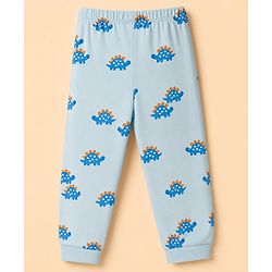 Babyhug 100% Cotton Knit Full Sleeves Co-Ords T-Shirt & Pyjama Night Suit with Tortoise Print - Aqua Blue