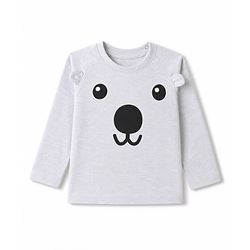 Babyhug 100% Cotton Knit Full Sleeves T-Shirt & Pyjama Night Suit with Bear Print - Grey & Red
